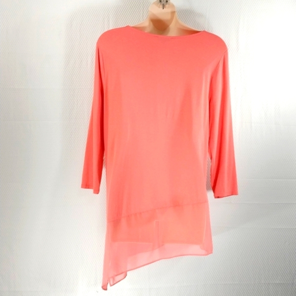 🔵BOGO FREE🔵 Vince Camuto Peach Asymetrical Tunic Top Sz M - Picture 4 of 5